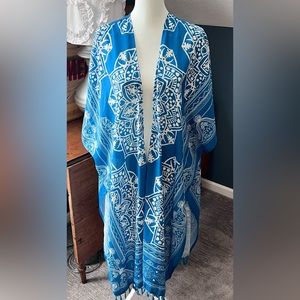Boho Blue and White Kimono